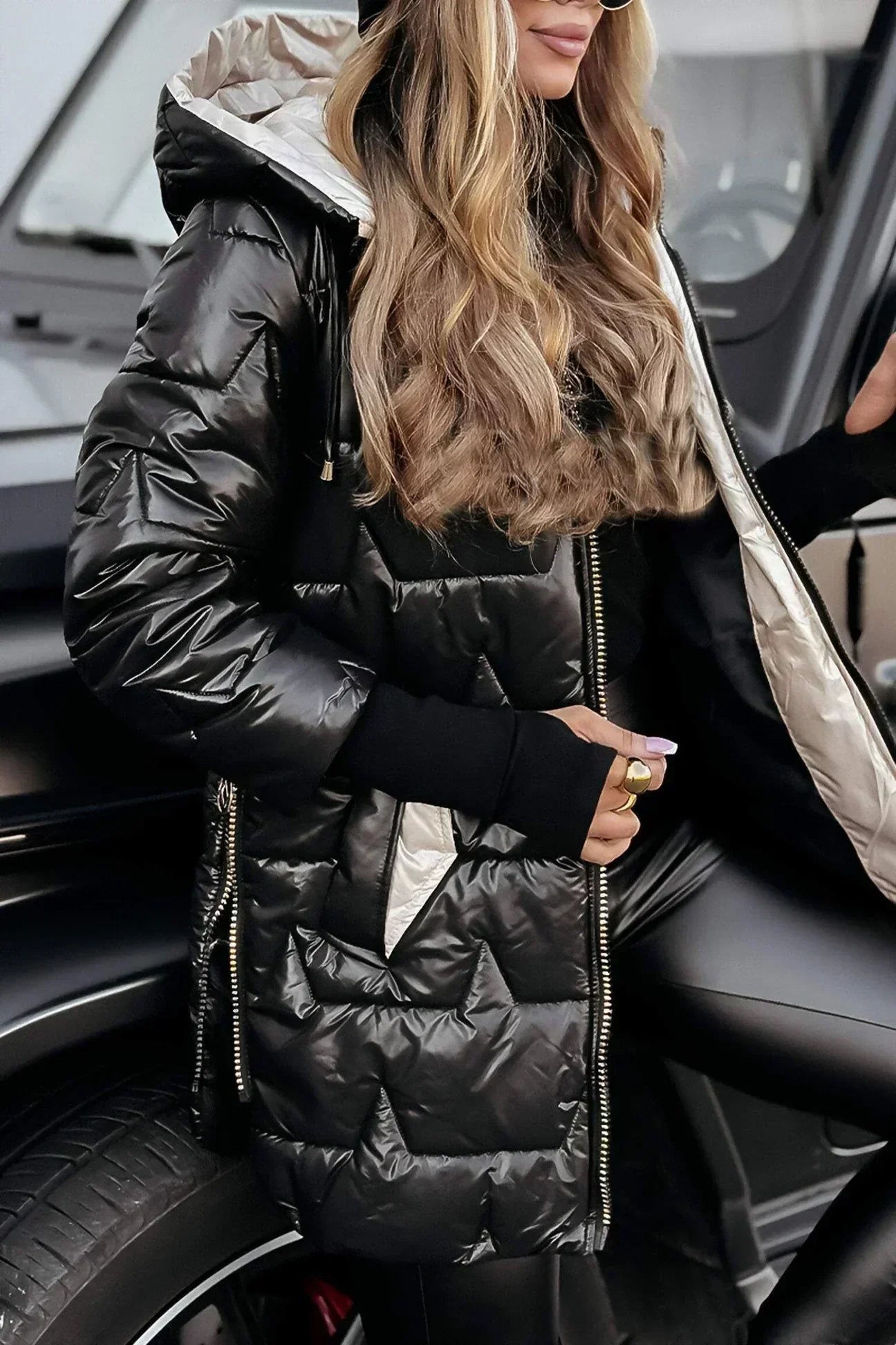 Women's Quilted Longline Zipper Jacket
