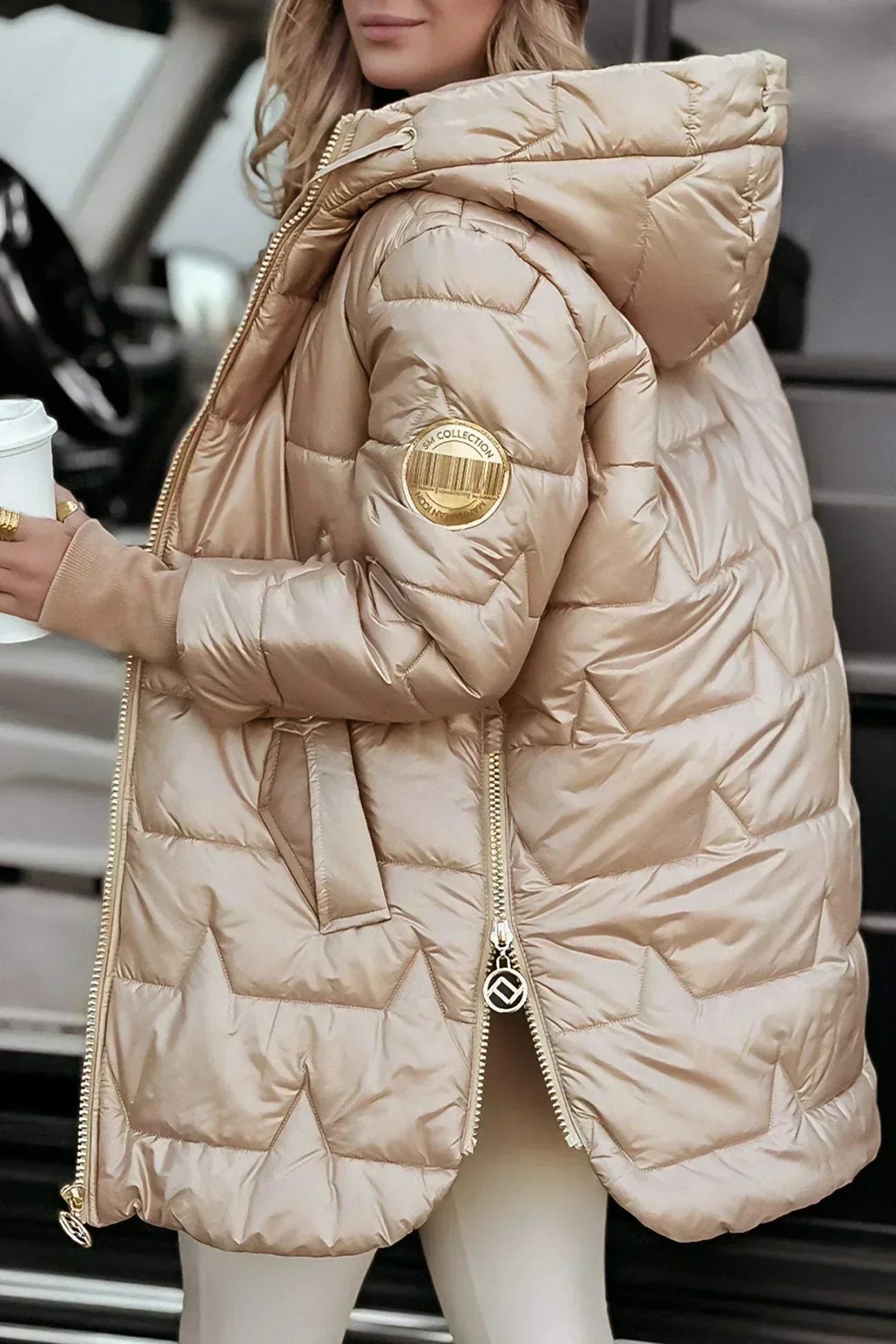 Women's Quilted Longline Zipper Jacket