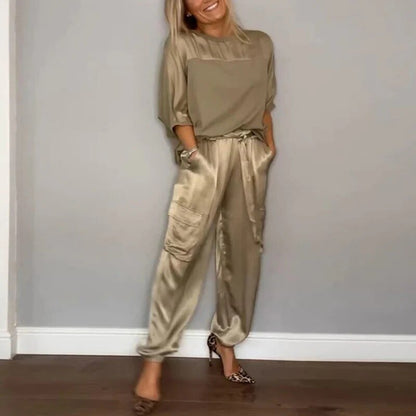 Women's Relaxed Fit Outfit Set With Pockets - VibreMode