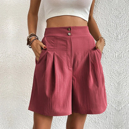 Women's High Waist Pleated Shorts Wide Leg with Pockets
