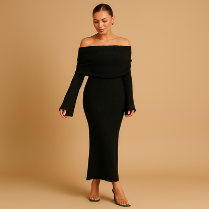 Women’s off shoulder summer dress in khaki, black, and white with a flattering fit, perfect for holidays, casual days, and summer events.