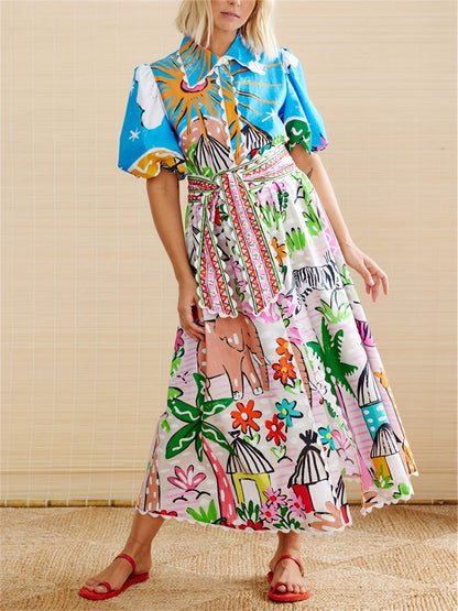 Image of Olive | Women's Short Sleeve A-Line Midi Dress