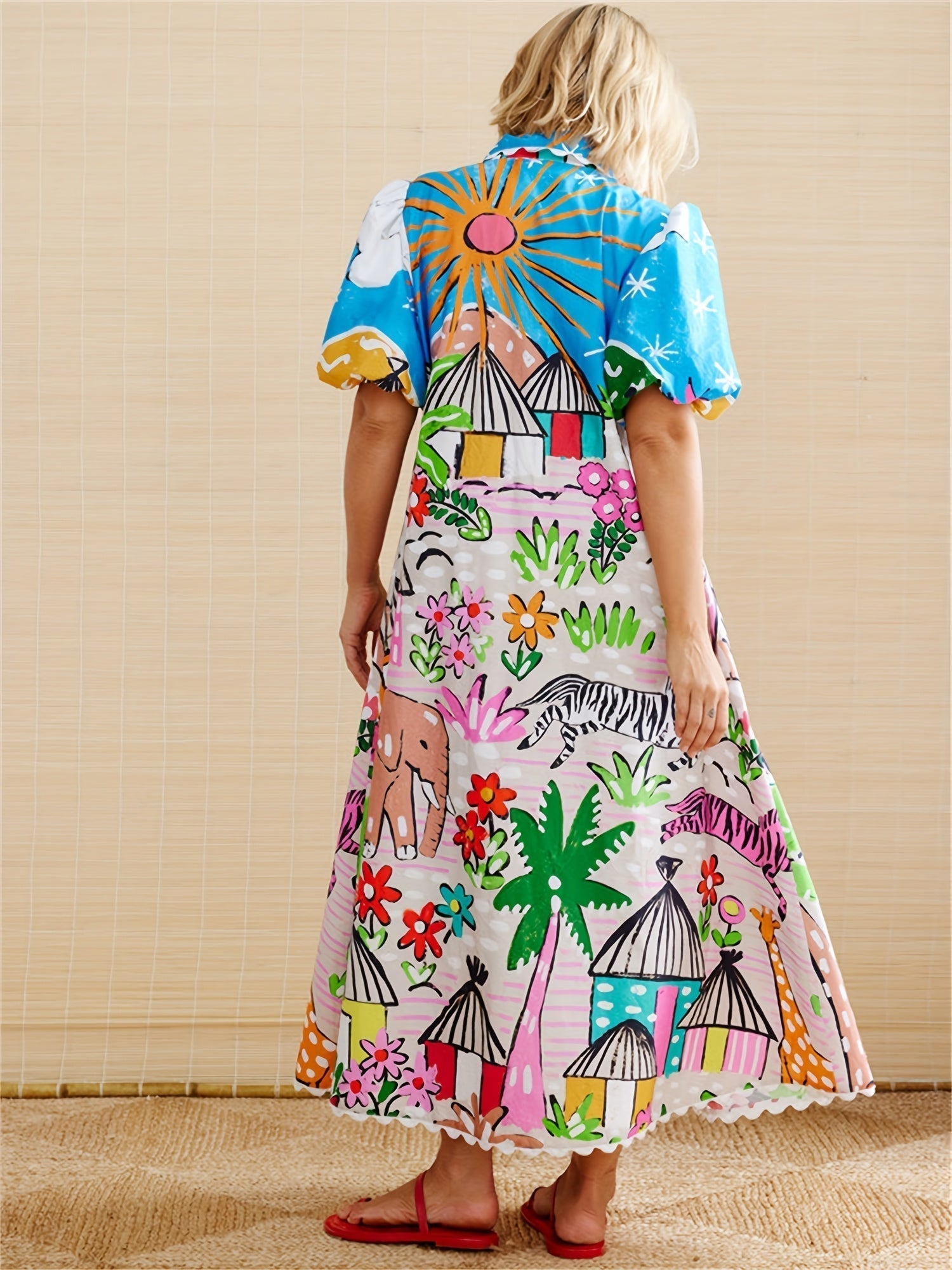 Women's Short Sleeve A-Line Midi Dress - VibreMode