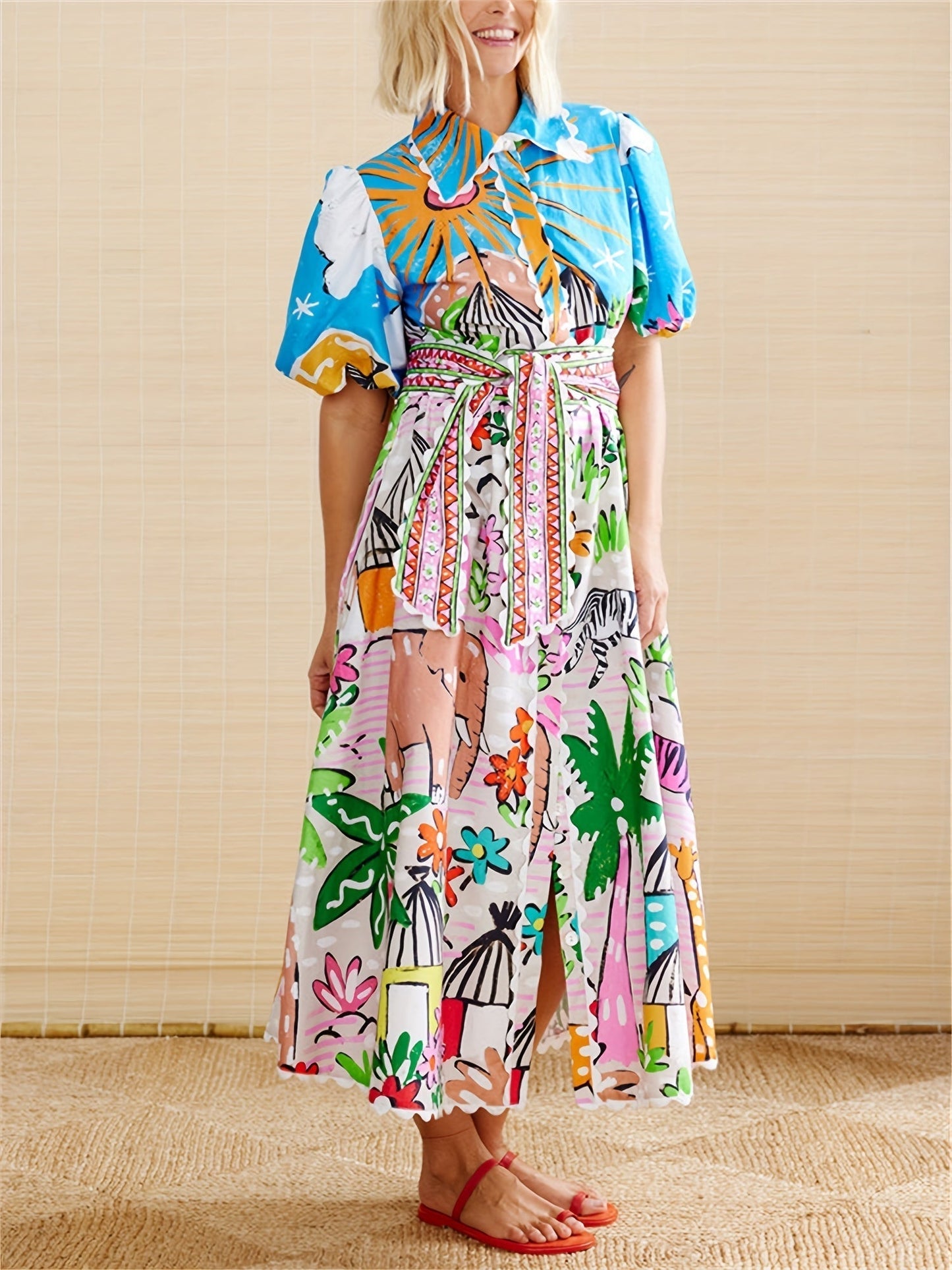 Image of Olive | Women's Short Sleeve A-Line Midi Dress