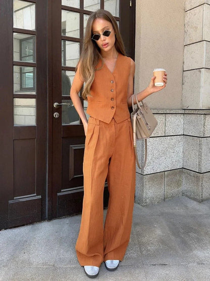 Women's Two Piece Wide Leg Suit