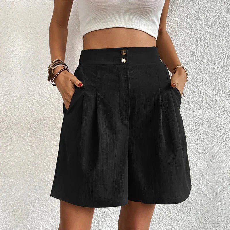 Women's High Waisted Loose Fit Shorts with Pockets - VibreMode