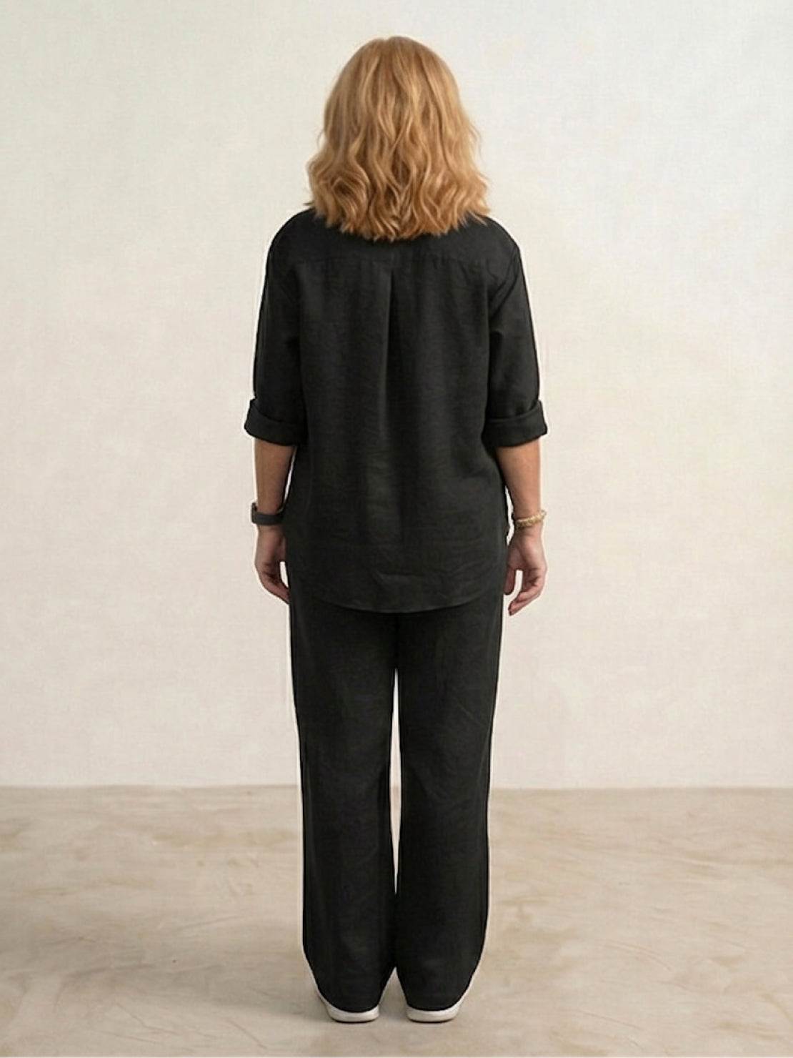Relaxed Fit Women's Button-Down Shirt Pants Set
