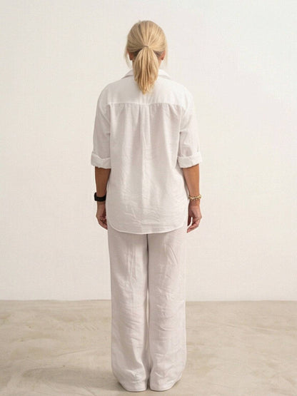 Vivian Women's Button-Down Shirt And Pants Set