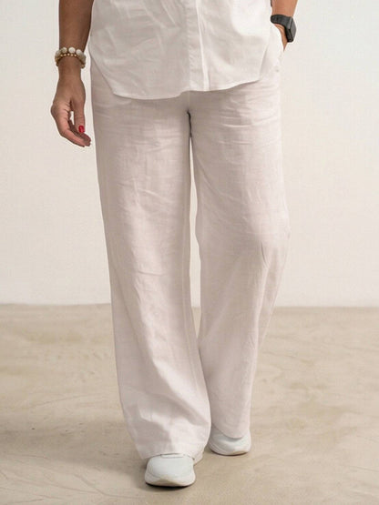 Relaxed Fit Women's Button-Down Shirt Pants Set