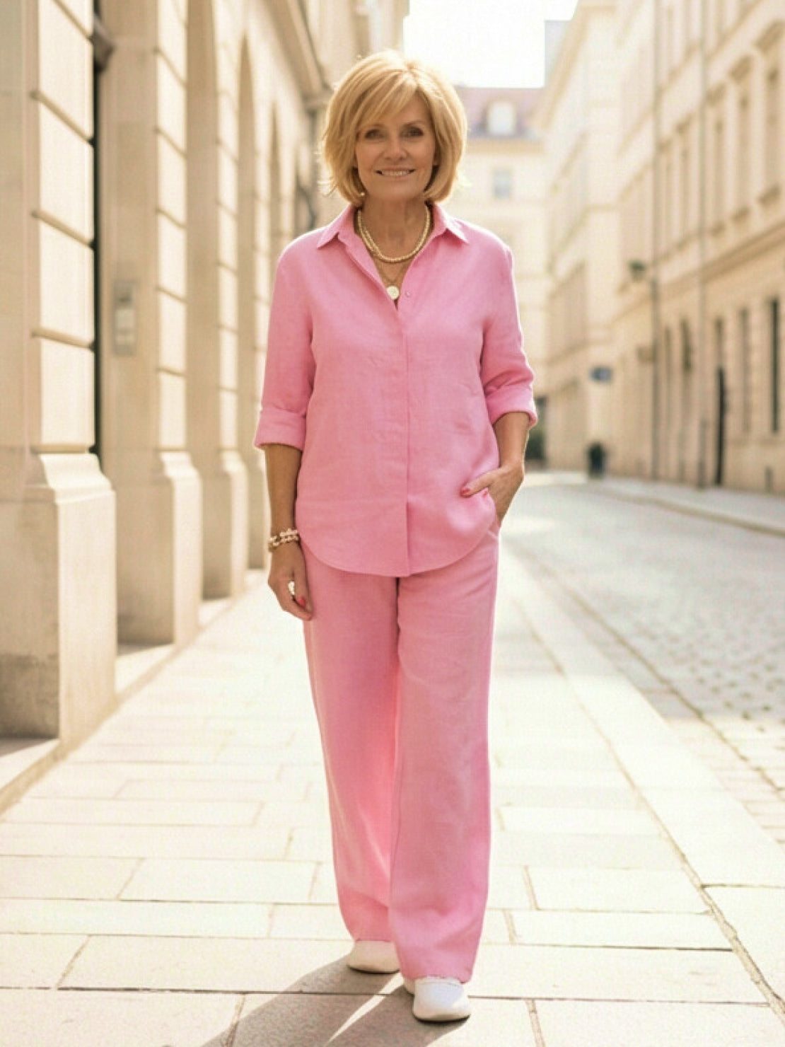 Vivian Women's Button-Down Shirt And Pants Set