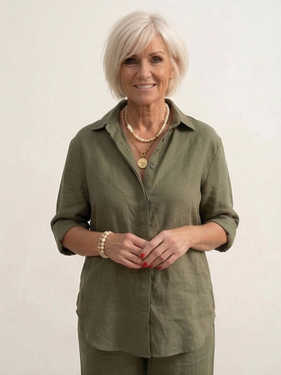 Vivian Women's Button-Down Shirt And Pants Set