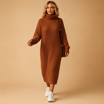 Women's Oversized Knitted Sweater Dress - VibreMode