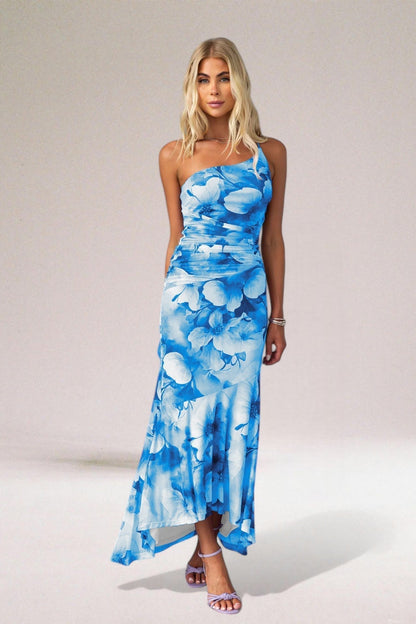 Image of Paige | Women's One-Shoulder Midi Dress