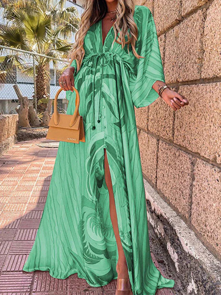 Image of Paige | Women's Slit V-Neck Maxi Dress
