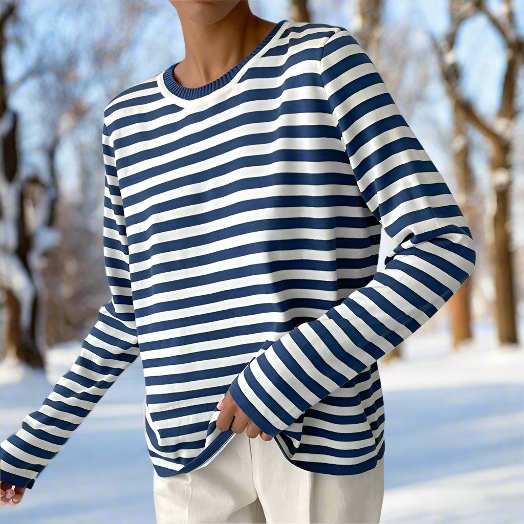 Women's Striped Long Sleeve T-Shirt - VibreMode