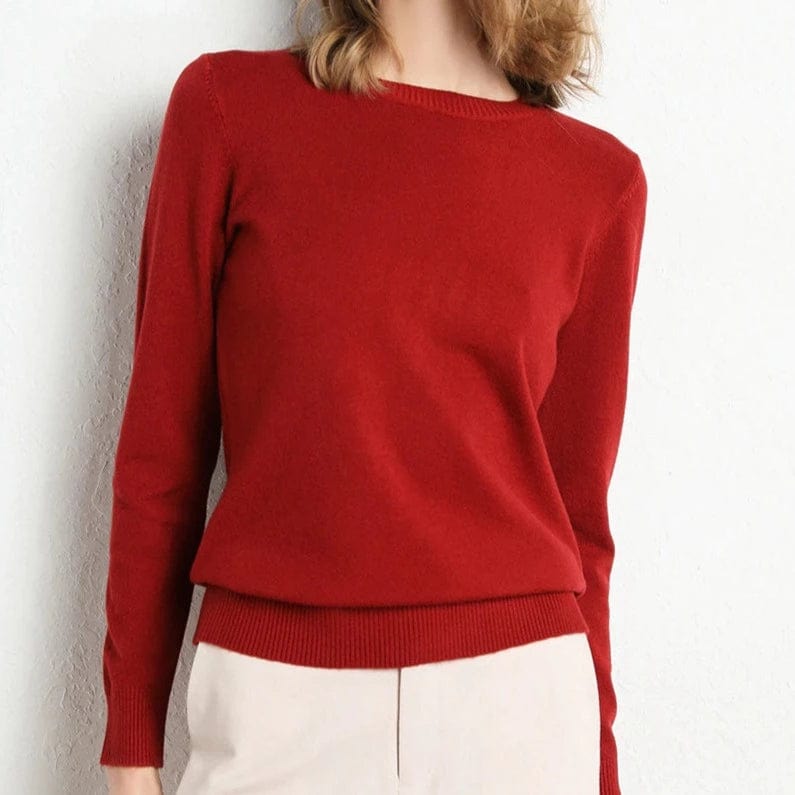 Women's Cashmere Sweater Classic Neckline Autumn Beige