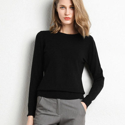 Women's Cashmere Sweater Classic Crew Neckline - VibreMode
