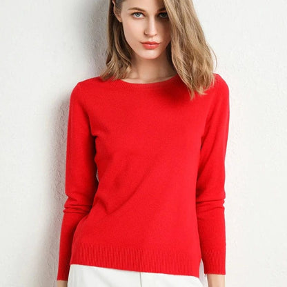 Women's Cashmere Sweater Classic Neckline Autumn Beige