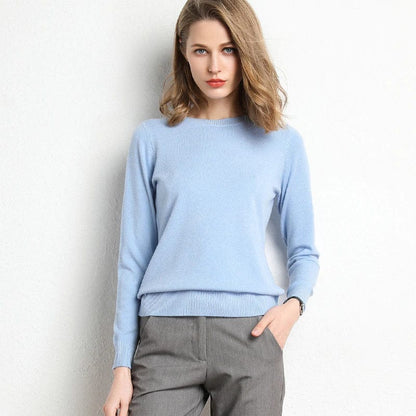 Women's Cashmere Sweater Classic Crew Neckline