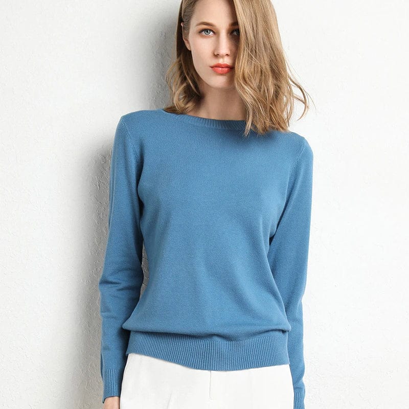 Women's Cashmere Sweater Classic Crew Neckline
