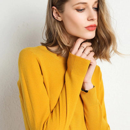 Women's Cashmere Sweater Classic Crew Neckline