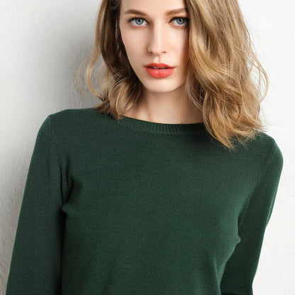Women's Cashmere Sweater Classic Crew Neckline