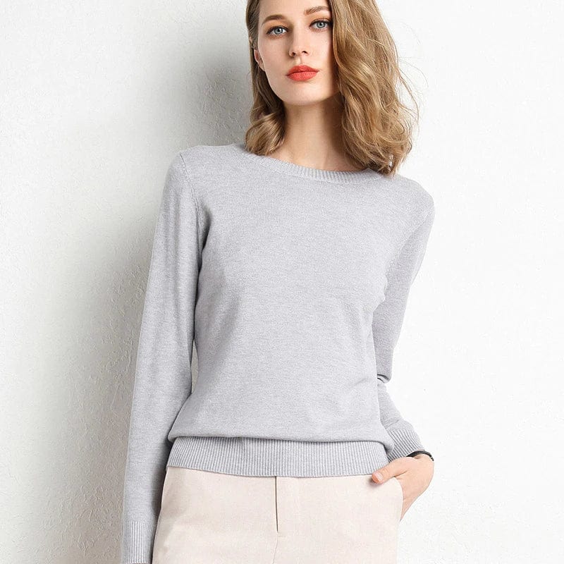 Women's Cashmere Sweater Classic Crew Neckline