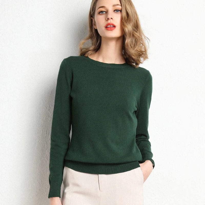 Women's Cashmere Sweater Classic Crew Neckline