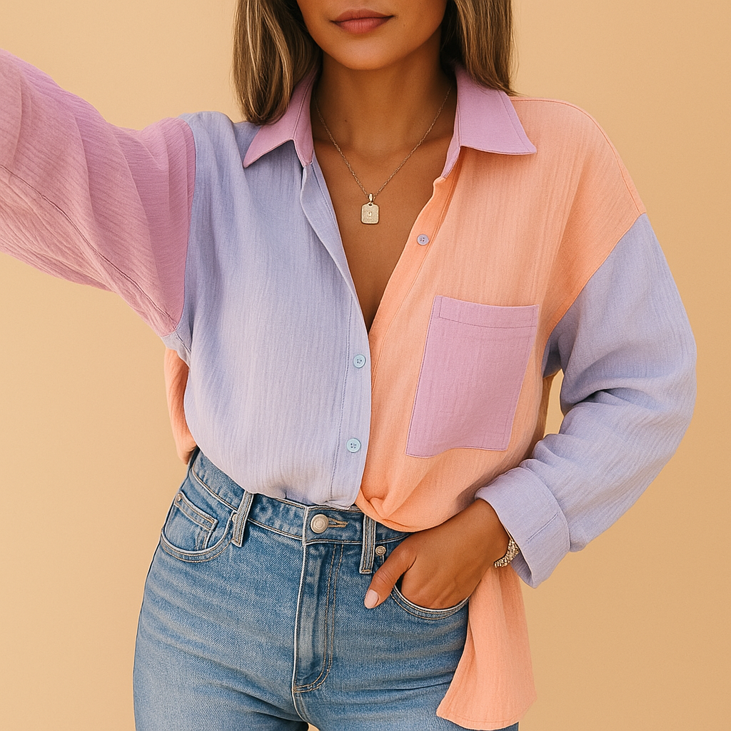 Women's Patchwork Blouse Airy Fit - VibreMode