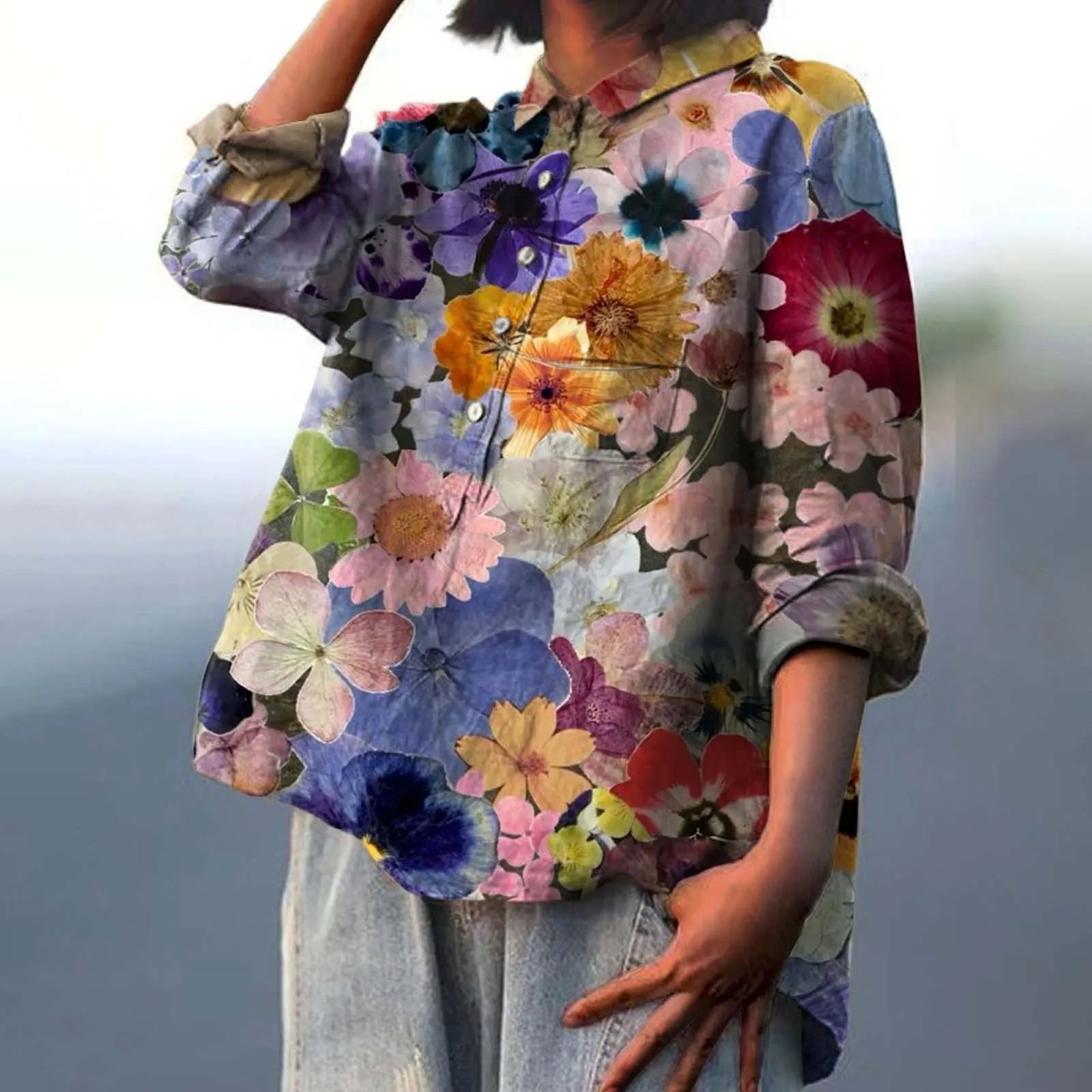 Image of Patricia | Women's Printed Button-Down Shirt