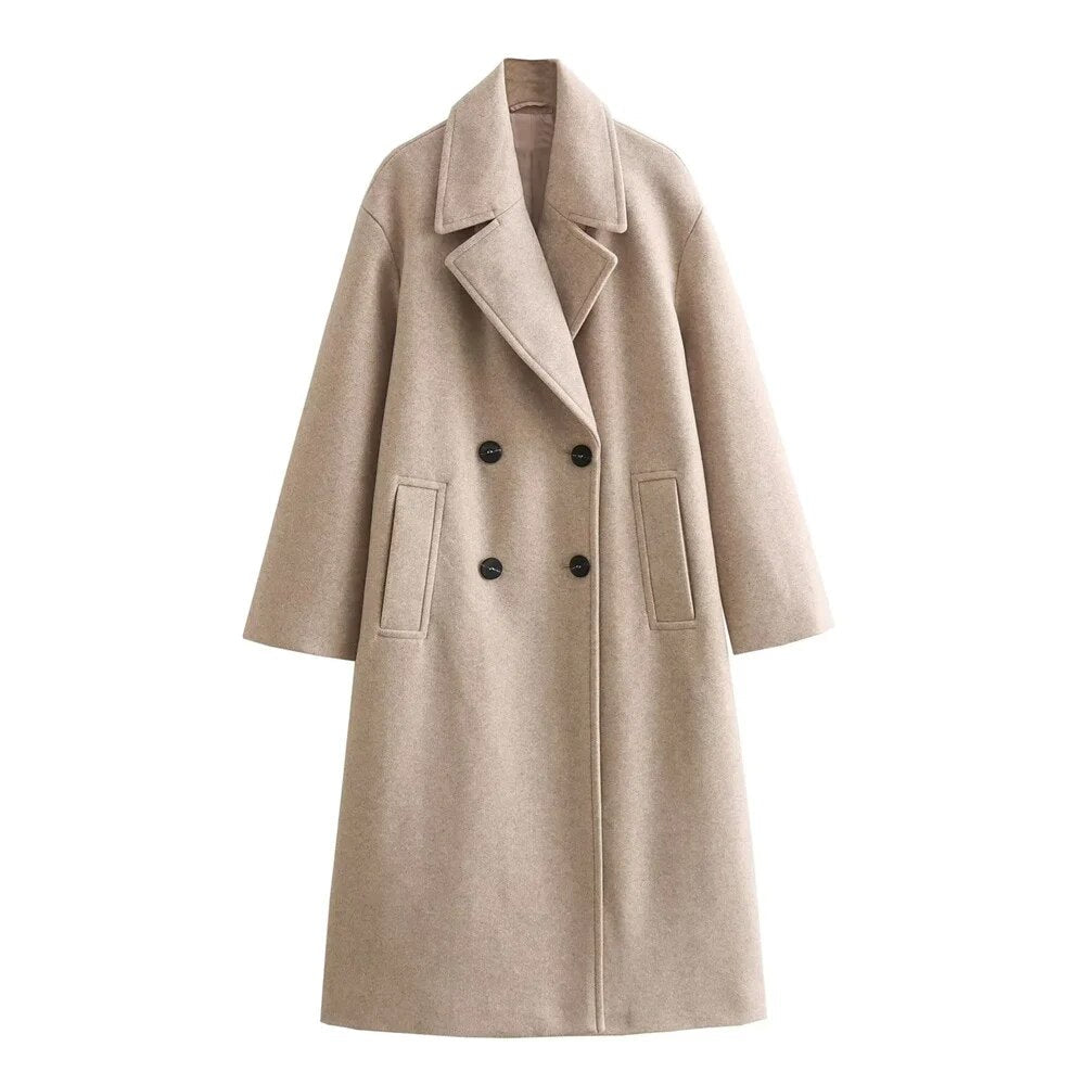 Women's Longline Coat Wide Lapel