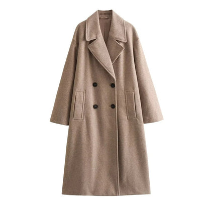 Women's Double Breasted Long Coat Tailored