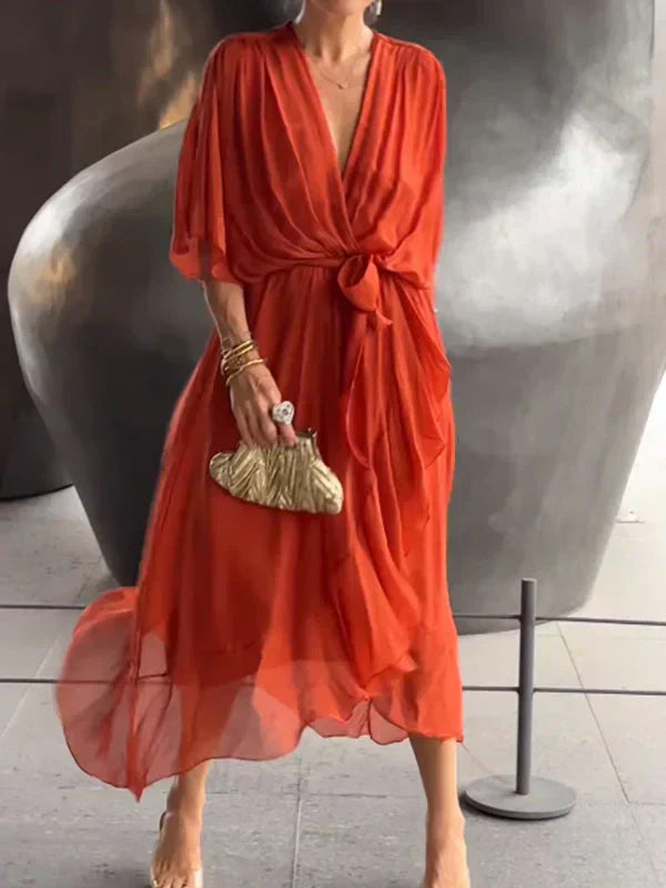 Women's Silk V-Neck Dress
