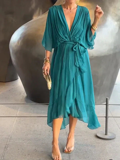 Women's Silk V-Neck Dress