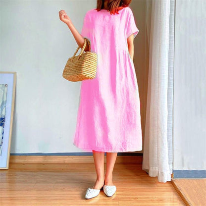 Image of Polly | Women's Short Sleeve A-Line Midi Dress