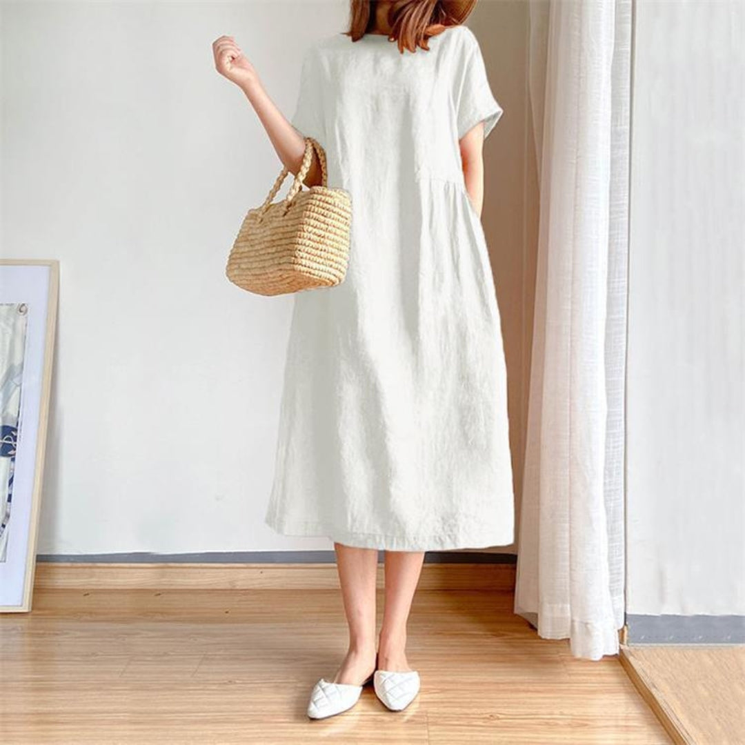 Image of Polly | Women's Short Sleeve A-Line Midi Dress
