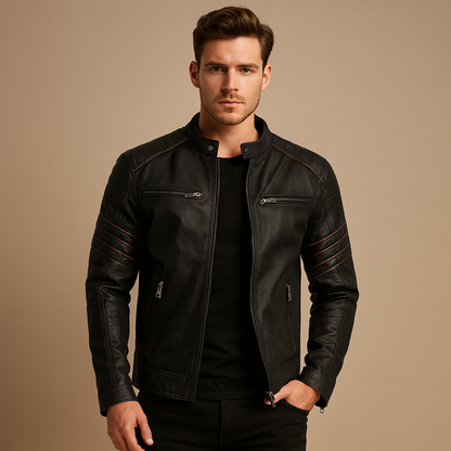 Men's Biker Leather Jacket - VibreMode
