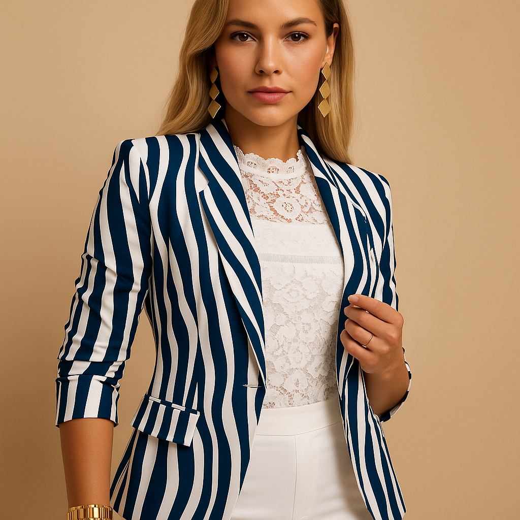 Women’s printed shawl-collar blazer with a tailored, flattering silhouette, ideal for work, dinners, and chic casual outfits.