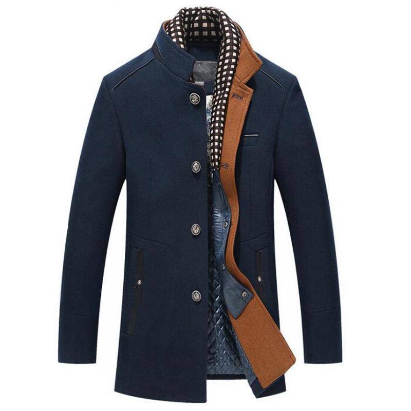 Wool Cashmere Detachable Scarf Coat - Saint Drako