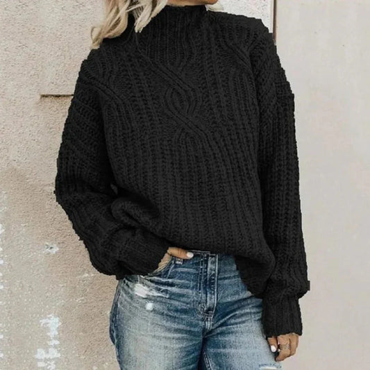 Women's Knit Sweater Subtle Texture Beige - VibreMode
