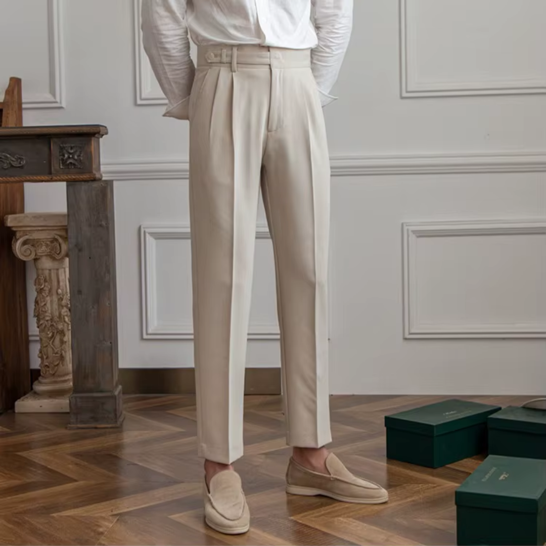 Men's Pleated Cropped Dress Pants - VibreMode