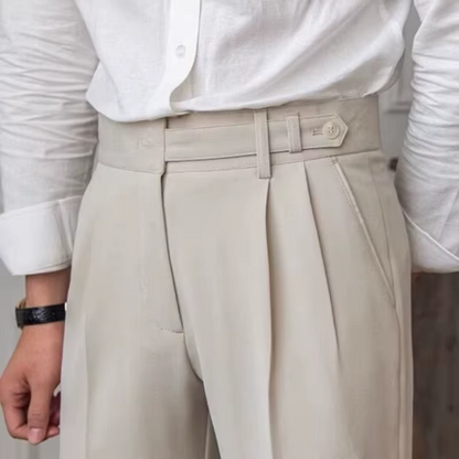 Image of Raphael | Men's Pleated Cropped Dress Pants