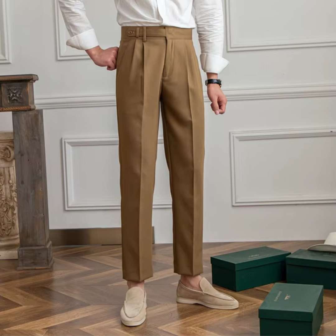 Image of Raphael | Men's Pleated Cropped Dress Pants