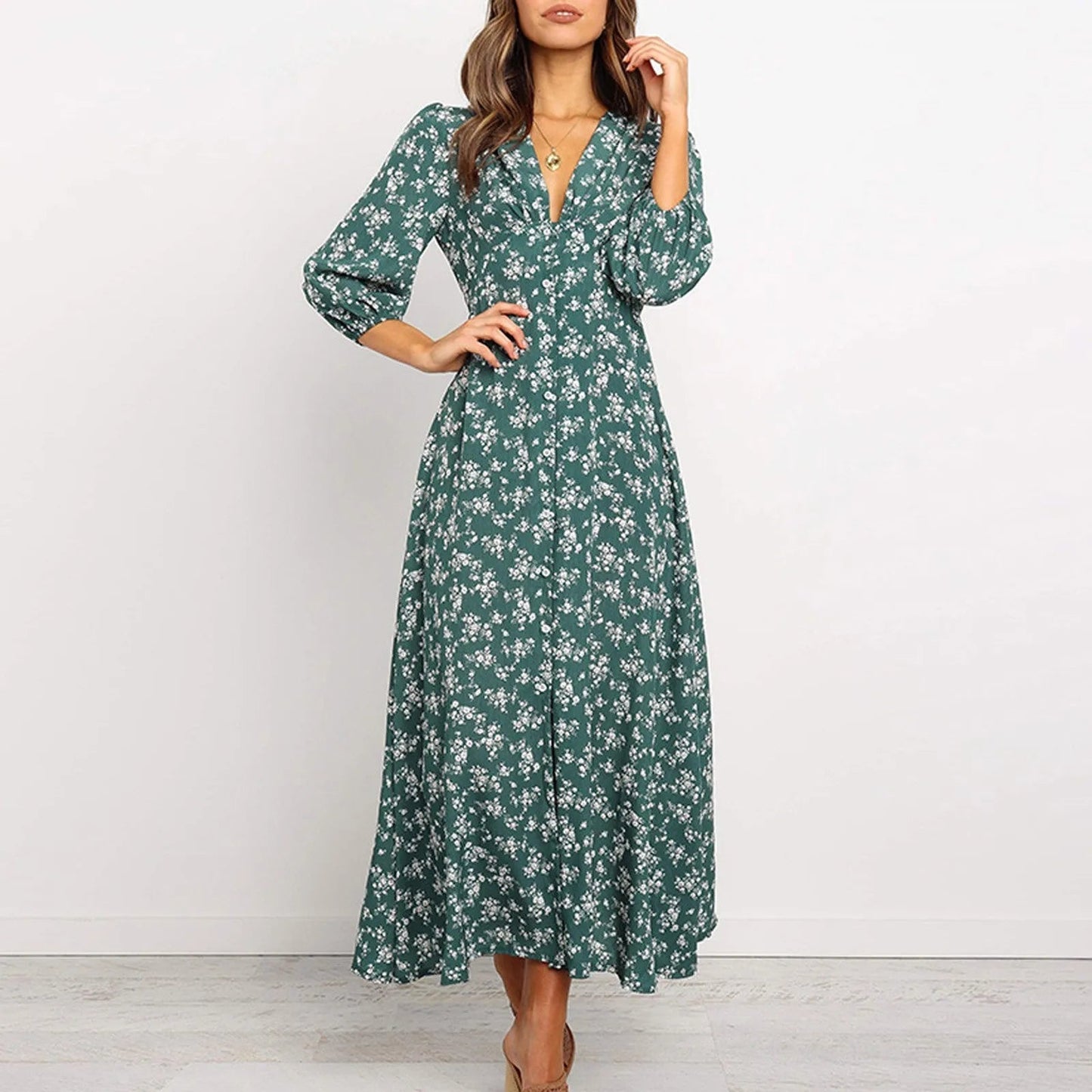 Image of Regina | Women's Long Sleeve Floral Maxi Dress