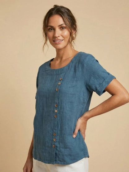 Relaxed Fit Women's Short Sleeve Blouse