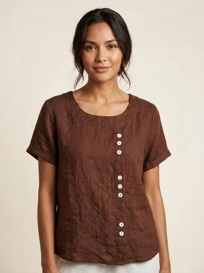 Relaxed Fit Women's Short Sleeve Blouse