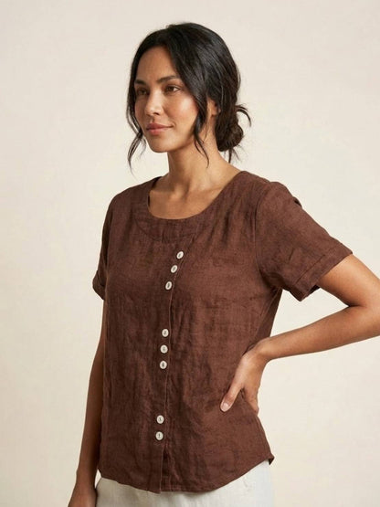 Relaxed Fit Women's Short Sleeve Blouse