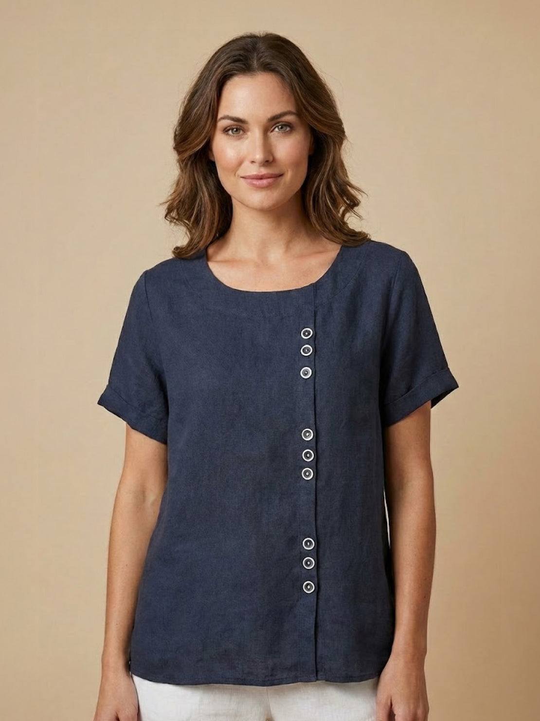 Women's Short Sleeve Casual Scoop Neck Cotton White