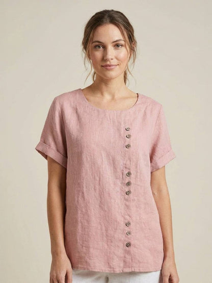 Women's Short Sleeve Casual Scoop Neck Cotton White