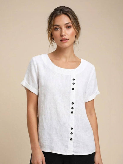 Relaxed Fit Women's Short Sleeve Blouse